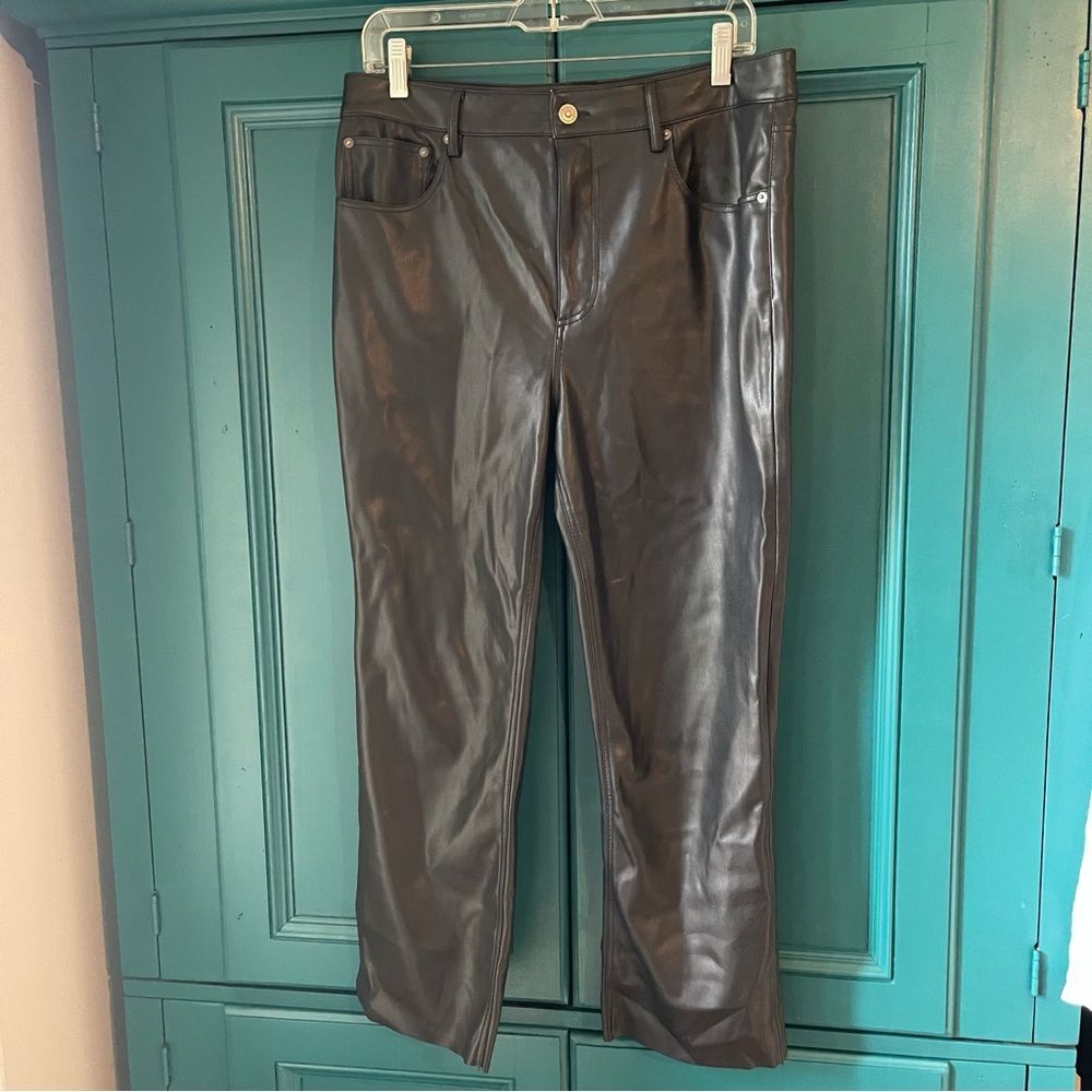 Zara Faux Leather Pants Crop straight leg wide leg sz 10